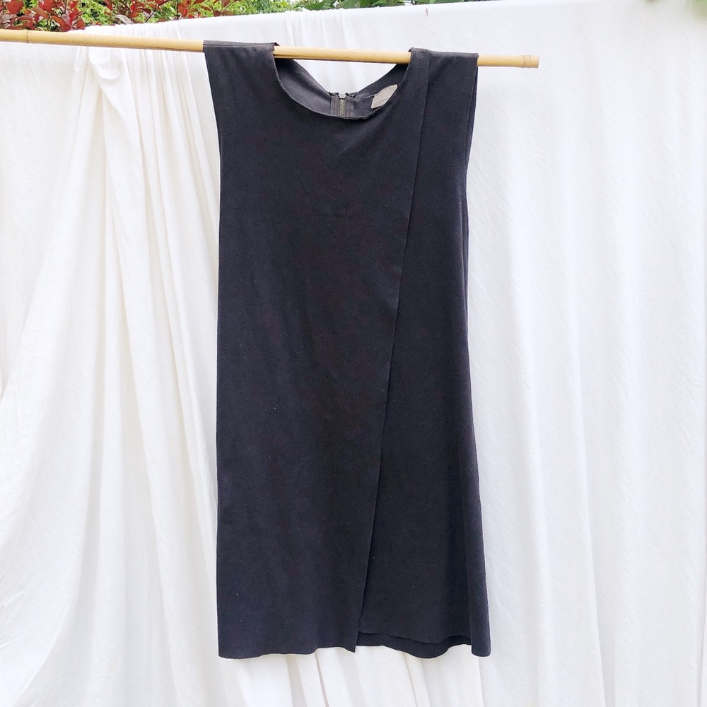 Black suede swift dress with raw edges